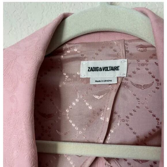 ZADIG & VOLTAIRE Vita Jac Mandala Jacket S 36 Blush Pink Tie Prep Old Money - Picture 12 of 13